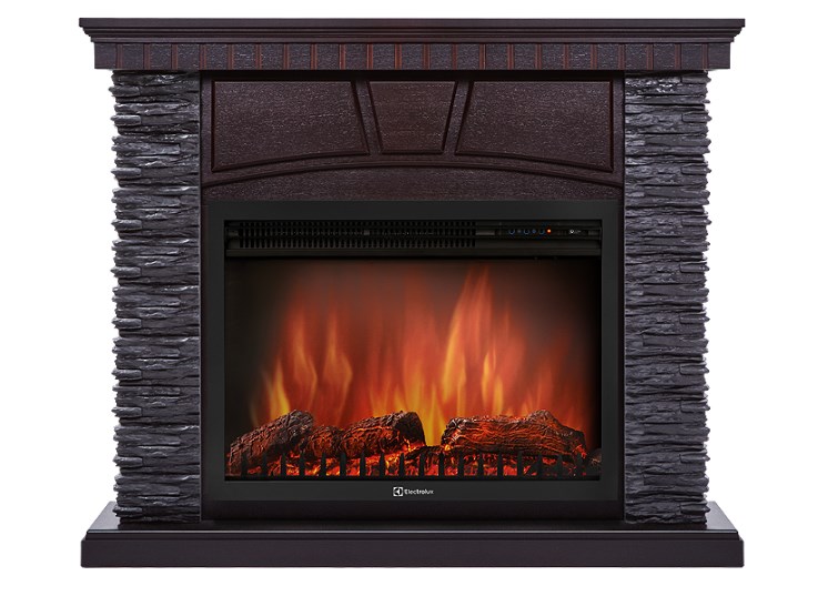 Портал Firelight Porto 25 камень черный, шпон венге